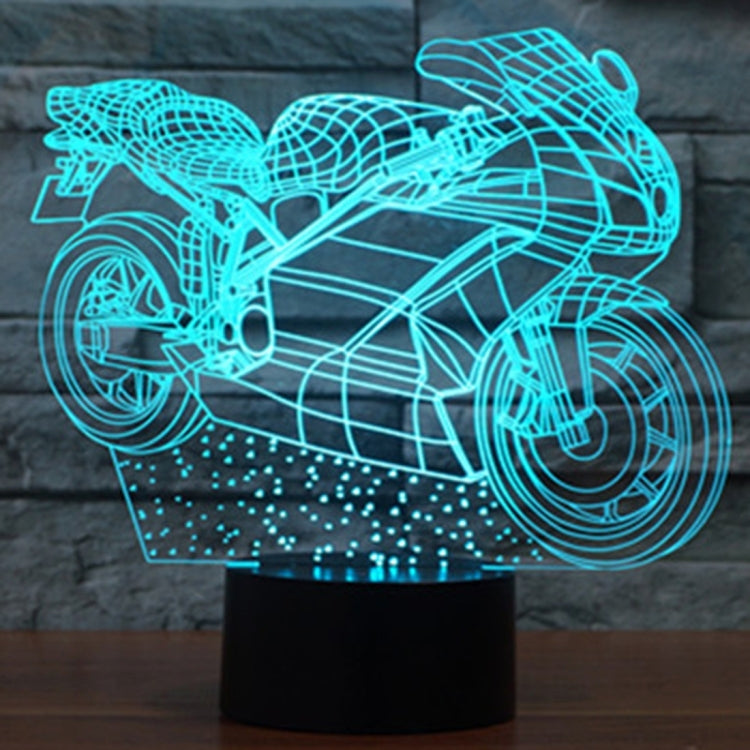 7 Colour Discoloration Creative Visual Stereo Lamp Desk Lamp Night Light, Motorcycle Shape