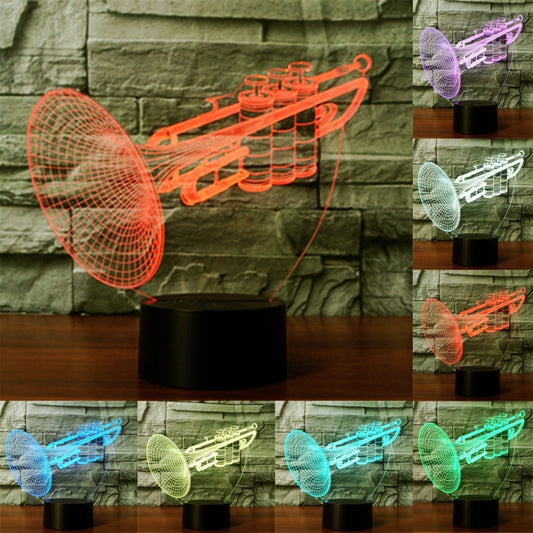 7 Colour Discoloration Creative Visual Stereo Lamp Desk Lamp Night Light, Trumpet Shape