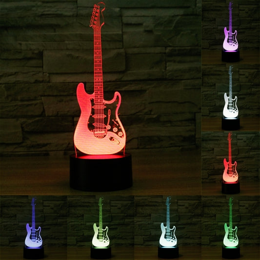 7 Color Discoloration Creative Visual Stereo Lamp Desk Lamp Night Light, Electric Guitar Shape