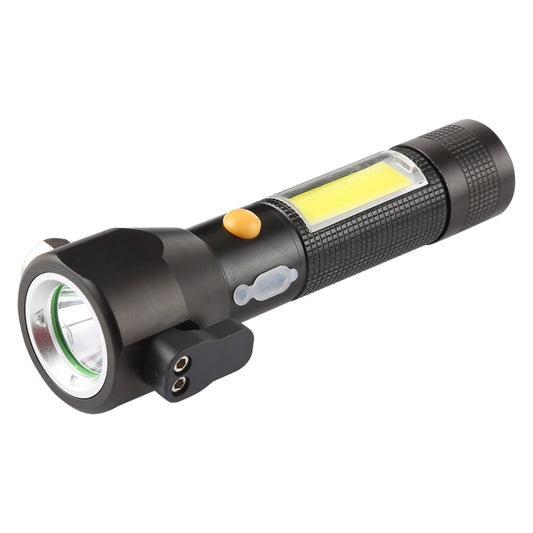 مصباح يدوي LED قابل لإعادة الشحن ومقاوم للماء IPX4 بقوة 10 وات و450 لومن مع مطرقة أمان و3 أوضاع