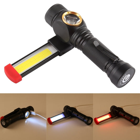 مصباح عمل LED قوي مقاوم للماء T6 + COB IPX6 بقدرة 10 وات 800 لومن مع شحن USB و5 أوضاع
