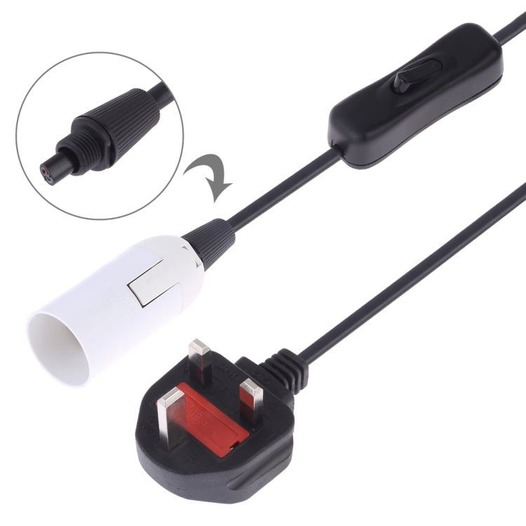 E14 Wire Cap Switch Lamp Holder Chandelier Power Socket with 1.8m Extension Cable, Big UK Plug, Big UK Plug, 1.8m