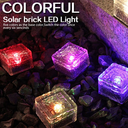 مصباح LED خارجي مربع الشكل يعمل بالطاقة الشمسية مصنوع من الزجاج المقوى، مصباح إضاءة مدمج للحديقة مقاوم للماء IP55، المقاس: 7 × 7 × 5 سم، 7 × 7 × 5 سم