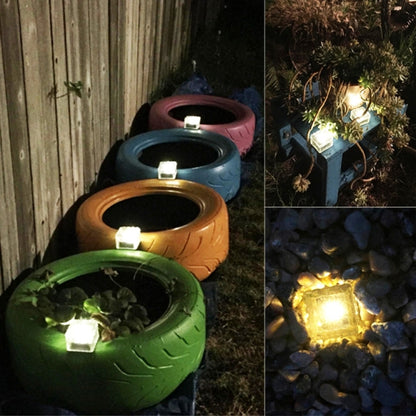 مصباح LED خارجي مربع الشكل يعمل بالطاقة الشمسية مصنوع من الزجاج المقوى، إضاءة مدمجة للحديقة، مقاوم للماء IP55، المقاس: 10 × 10 × 5.2 سم، 10 × 10 × 5.2 سم