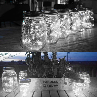 10 LEDs Solar Energy Mason Bottle Cap Pendent Lamp Outdoor Decoration Garden Light, Not Include Bottle Body, 10 LEDs White Light