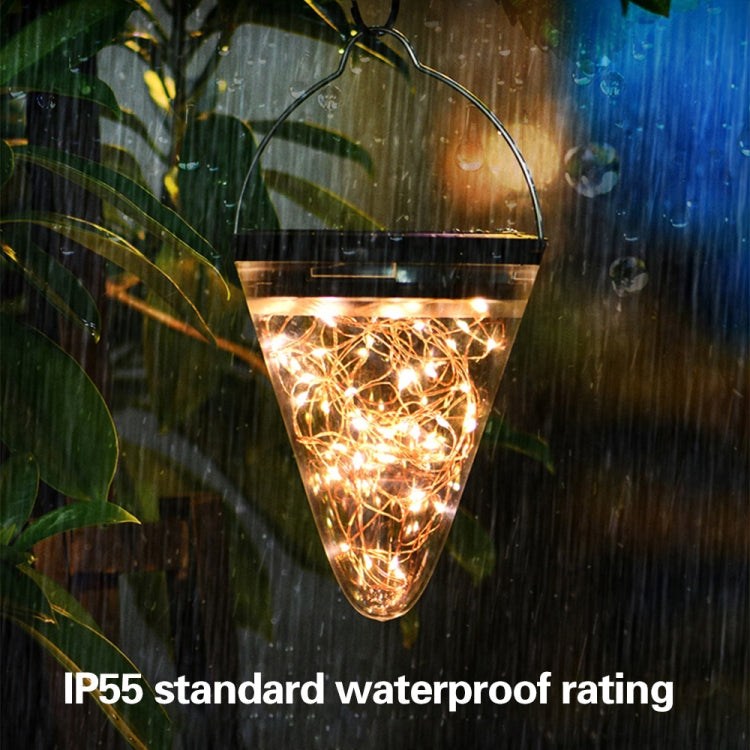 مصباح معلق مخروطي الشكل يعمل بالطاقة الشمسية، مقاوم للماء IP55، ديكور خارجي للحديقة