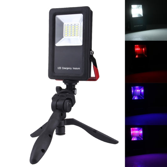 24 مصباح LED SMD5730 2400LM 6000-6500K أضواء تحذيرية وامضة باللونين الأحمر والأزرق محمولة مع حامل، 30 واط/2400LM 6000-6500K