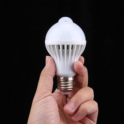 E27 5W 12 LEDs SMD 5730 300LM Infrared Motion Sensor LED Light Bulb, Sensor Distance: 4-6m, AC 220V, E27 5W Warm White, E27 5W White Light