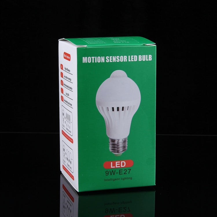 Sensor Distance: 4-6m, AC 85-265V, E27 9W White Light, E27 9W Warm White