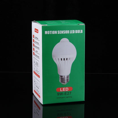 Sensor Distance: 4-6m, AC 85-265V, E27 9W White Light, E27 9W Warm White
