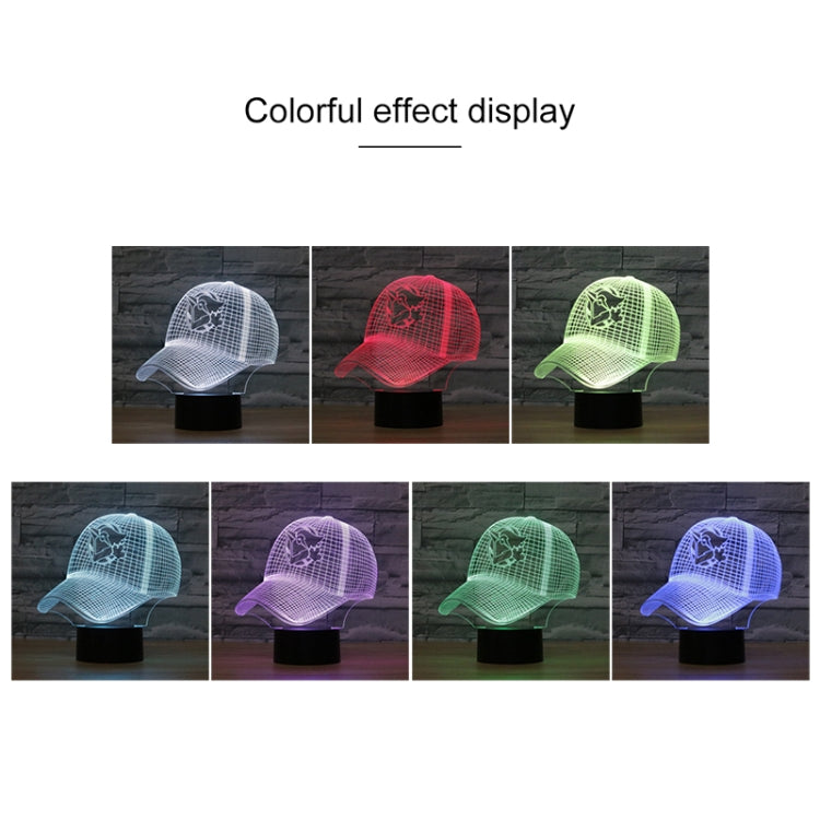 Baseball Cap Shape 3D Colorful LED Vision Light Table Lamp, 16 Colors Remote Control Version, 16 Colors Remote Control Version