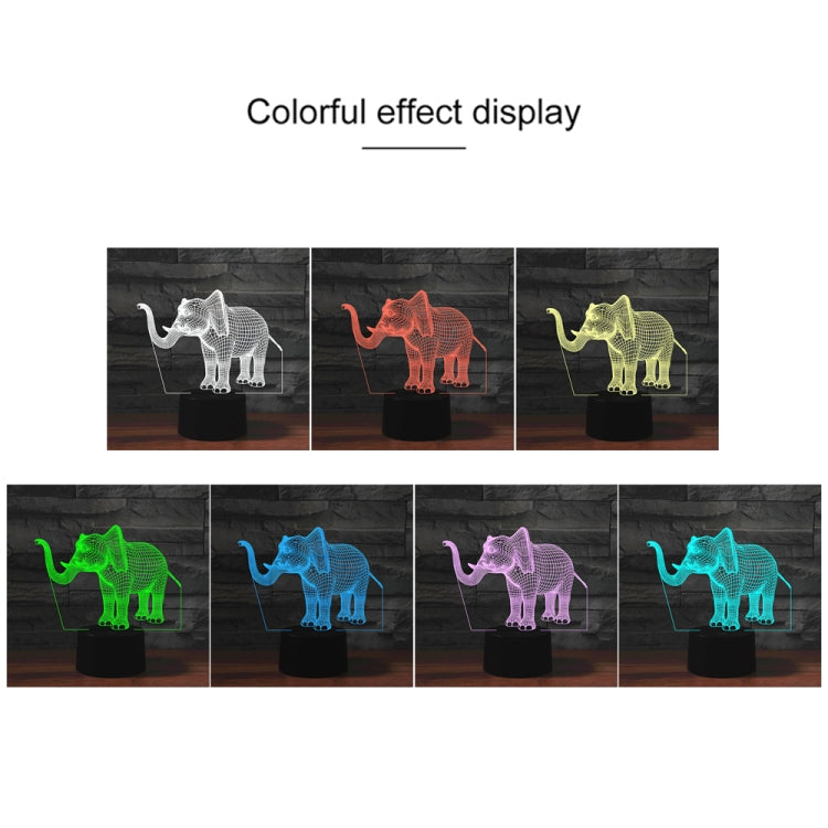 Elephant Shape 3D Colorful LED Vision Light Table Lamp, 16 Colors Remote Control Version, 16 Colors Remote Control Version