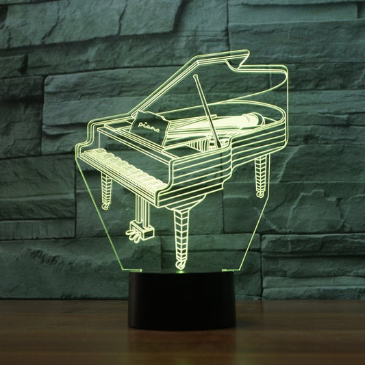 Piano Shape 3D Colorful LED Vision Light Table Lamp, 16 Colors Remote Control Version, 16 Colors Remote Control Version