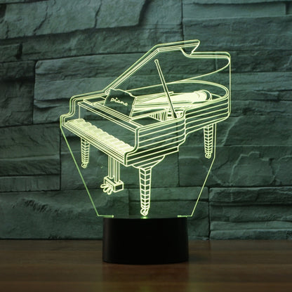 Piano Shape 3D Colorful LED Vision Light Table Lamp, 16 Colors Remote Control Version, 16 Colors Remote Control Version