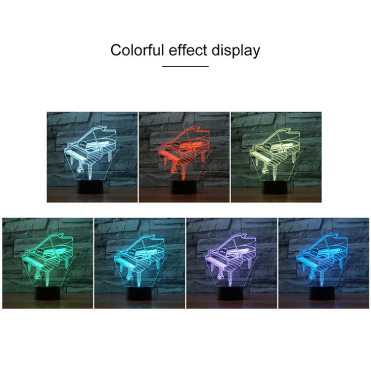 Piano Shape 3D Colorful LED Vision Light Table Lamp, 16 Colors Remote Control Version, 16 Colors Remote Control Version
