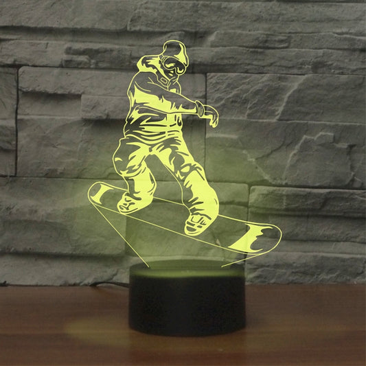 Skate Boy Shape 3D Colorful LED Vision Light Table Lamp, Charging Touch Version, Charging Touch Version