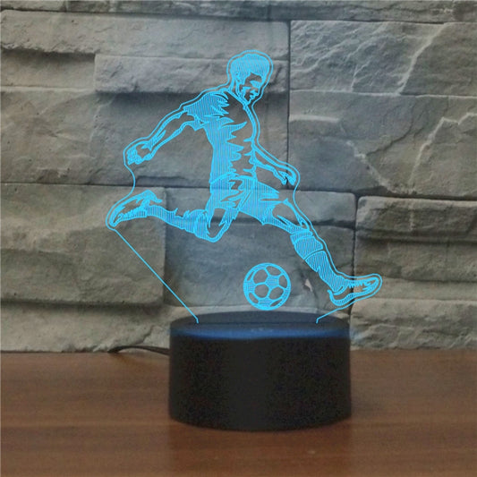 مصباح ليلي مزخرف ثلاثي الأبعاد بتصميم كرة قدم أسود، إصدار USB مع زر لمس، إصدار USB مع زر لمس