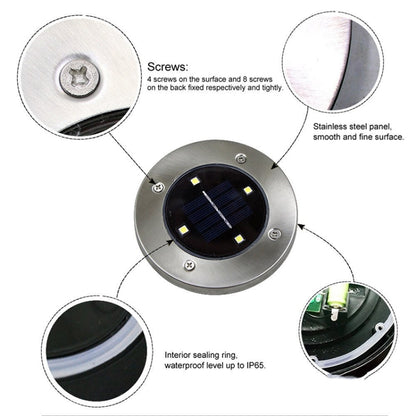 مصباح LED SMD 5050 تحت الأرض، مسار خارجي، حديقة، سطح، إضاءة LED، 4 مصابيح LED بيضاء، 4 مصابيح LED بيضاء دافئة