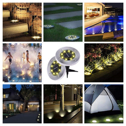 مصباح LED SMD 5050 تحت الأرض، مسار خارجي، حديقة، سطح، إضاءة LED، 8 مصابيح LED بيضاء، 8 مصابيح LED بيضاء دافئة
