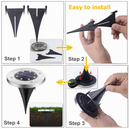 مصباح LED SMD 5050 تحت الأرض، مسار خارجي، حديقة، سطح، إضاءة LED، 8 مصابيح LED بيضاء، 8 مصابيح LED بيضاء دافئة