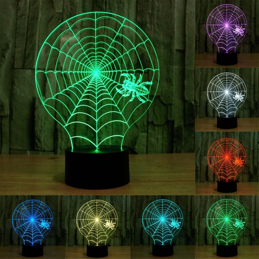7 Colour Discoloration Creative Visual Stereo Lamp Desk Lamp Night Light, Cobweb Style