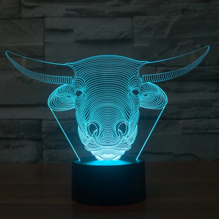 7 Colour Discoloration Creative Visual Stereo Lamp Desk Lamp Night Light, Cow Style