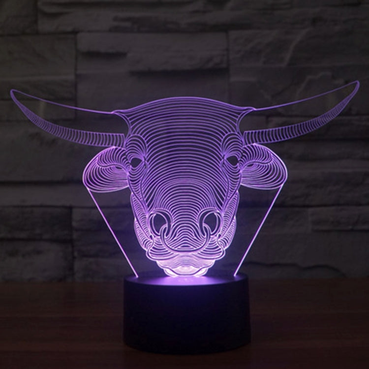 7 Colour Discoloration Creative Visual Stereo Lamp Desk Lamp Night Light, Cow Style