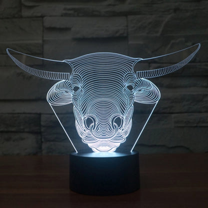 7 Colour Discoloration Creative Visual Stereo Lamp Desk Lamp Night Light, Cow Style