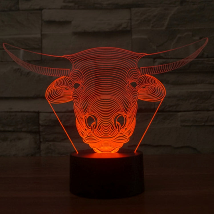 7 Colour Discoloration Creative Visual Stereo Lamp Desk Lamp Night Light, Cow Style