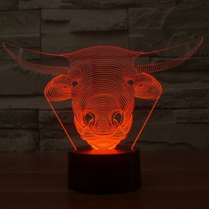 7 Colour Discoloration Creative Visual Stereo Lamp Desk Lamp Night Light, Cow Style