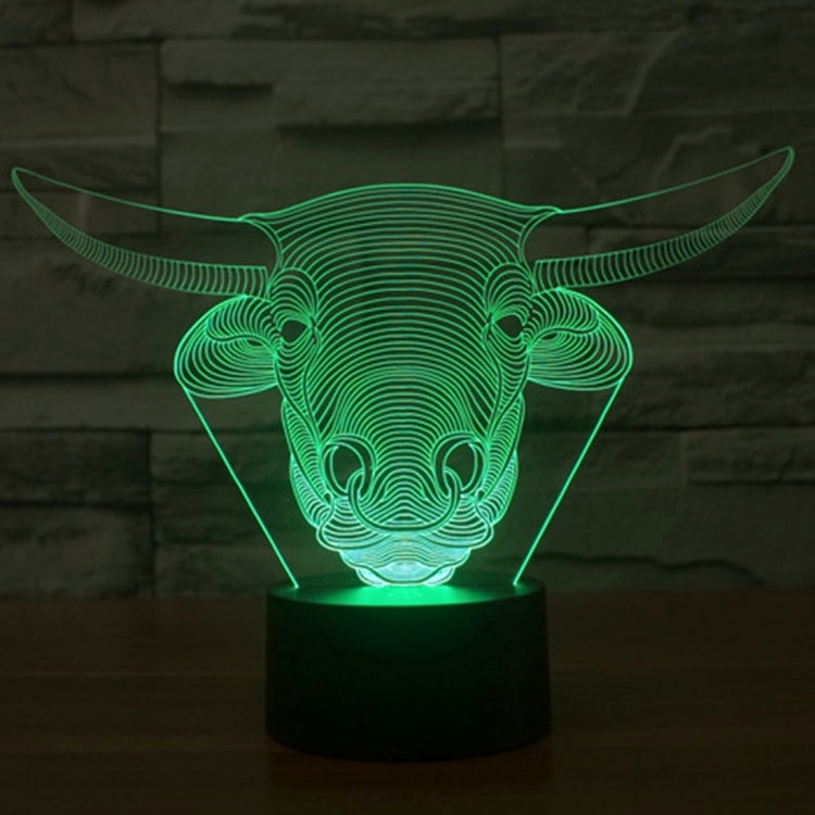 7 Colour Discoloration Creative Visual Stereo Lamp Desk Lamp Night Light, Cow Style