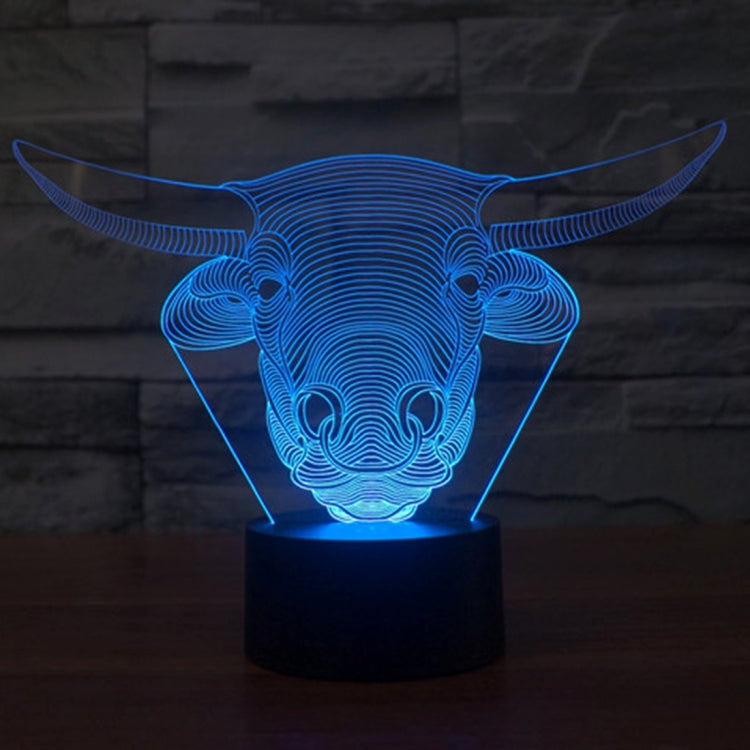 7 Colour Discoloration Creative Visual Stereo Lamp Desk Lamp Night Light, Cow Style