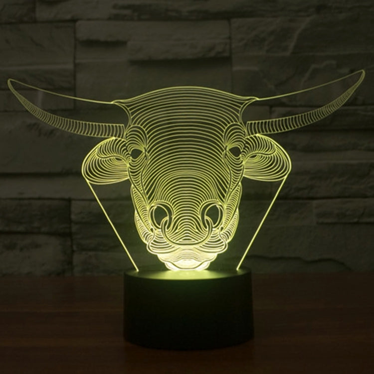 7 Colour Discoloration Creative Visual Stereo Lamp Desk Lamp Night Light, Cow Style