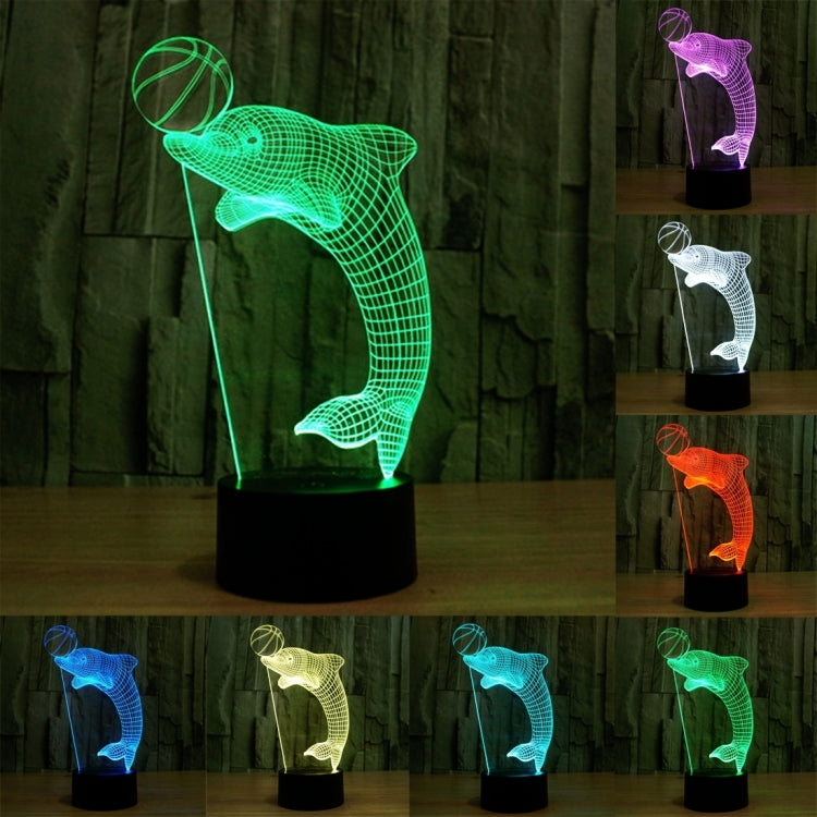 7 Color Discoloration Creative Visual Stereo Lamp Desk Lamp Night Light, Dolphin Heading the Ball Style