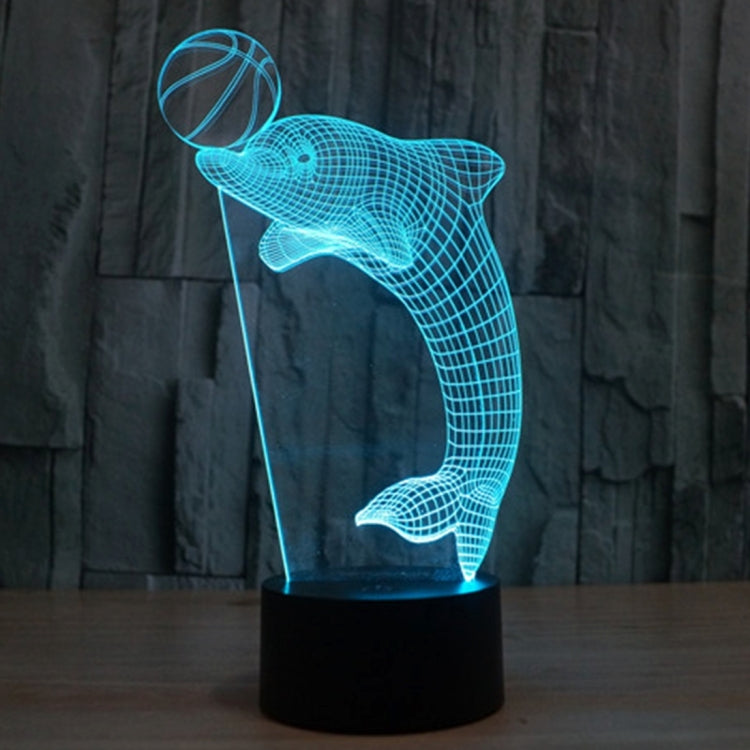 7 Color Discoloration Creative Visual Stereo Lamp Desk Lamp Night Light, Dolphin Heading the Ball Style