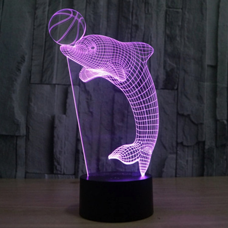 7 Color Discoloration Creative Visual Stereo Lamp Desk Lamp Night Light, Dolphin Heading the Ball Style