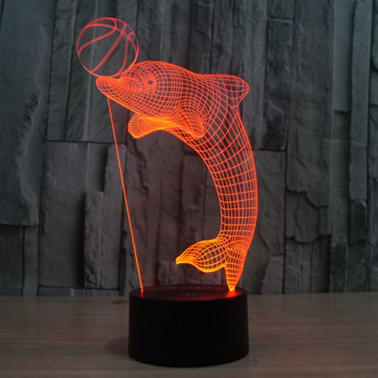 7 Color Discoloration Creative Visual Stereo Lamp Desk Lamp Night Light, Dolphin Heading the Ball Style