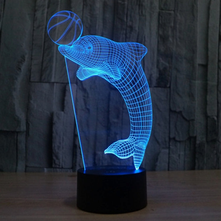 7 Color Discoloration Creative Visual Stereo Lamp Desk Lamp Night Light, Dolphin Heading the Ball Style