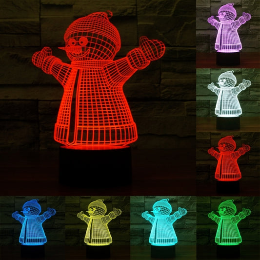7 Color Discoloration Creative Visual Stereo Lamp Desk Lamp Night Light, 2923 Snowman Style
