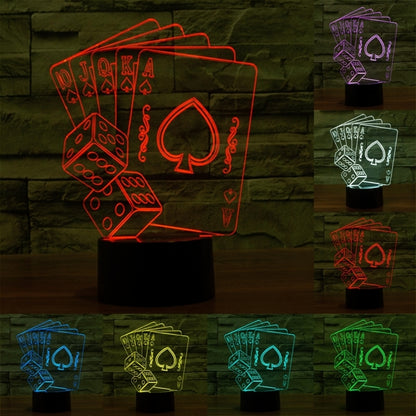 7 Color Discoloration Creative Visual Stereo Lamp Desk Lamp Night Light, Poker Style