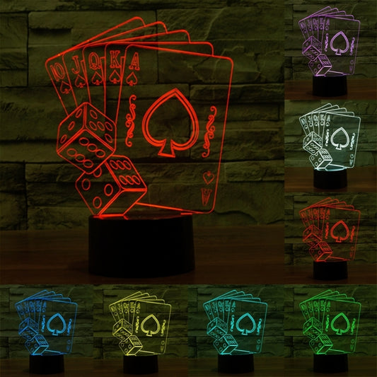 7 Color Discoloration Creative Visual Stereo Lamp Desk Lamp Night Light, Poker Style