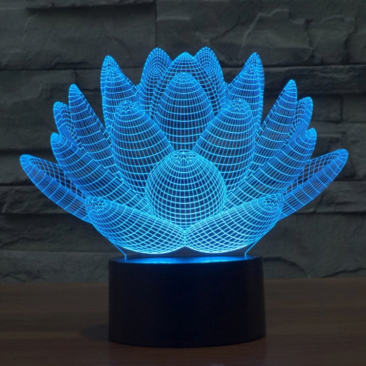 7 Color Discoloration Creative Visual Stereo Lamp Desk Lamp Night Light, Lotus Style