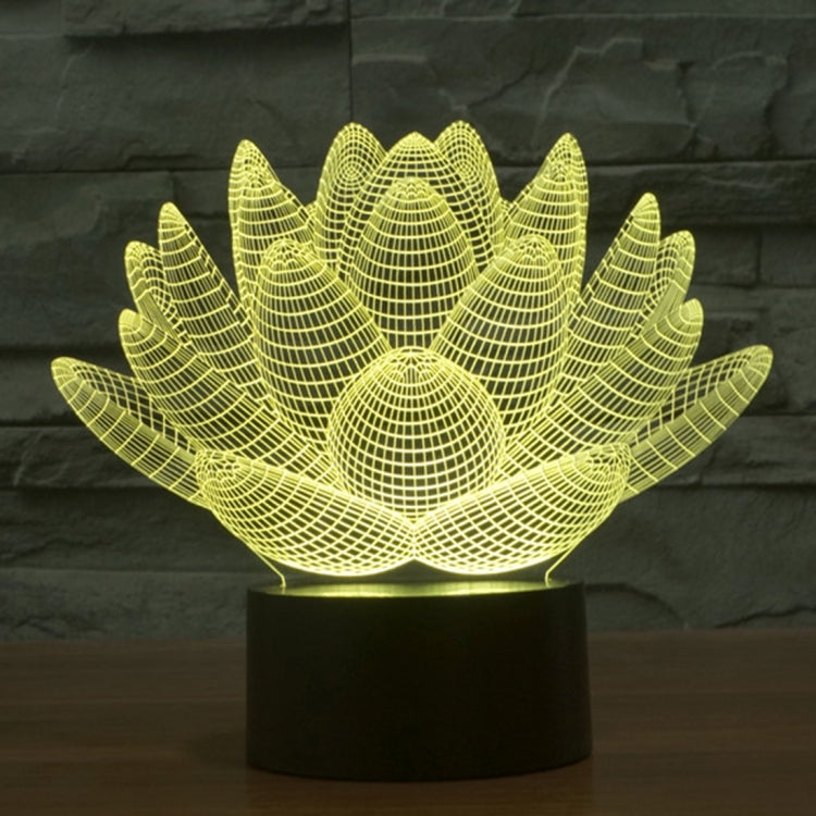 7 Color Discoloration Creative Visual Stereo Lamp Desk Lamp Night Light, Lotus Style