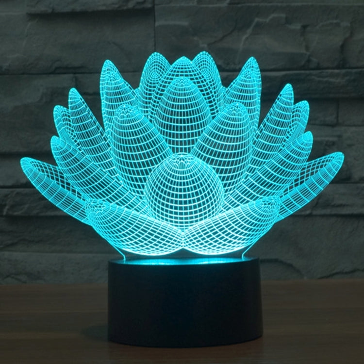 7 Color Discoloration Creative Visual Stereo Lamp Desk Lamp Night Light, Lotus Style