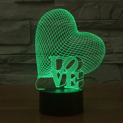 7 Colour Discoloration Creative Visual Stereo Lamp Desk Lamp Night Light, Heart and LOVE Style