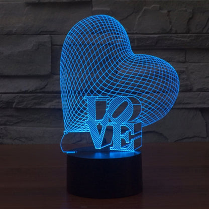7 Colour Discoloration Creative Visual Stereo Lamp Desk Lamp Night Light, Heart and LOVE Style