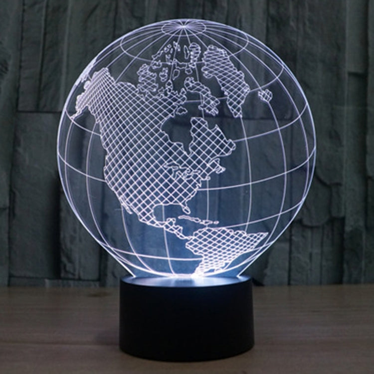 7 Colour Discoloration Creative Visual Stereo Lamp Desk Lamp Night Light, America Globe Style
