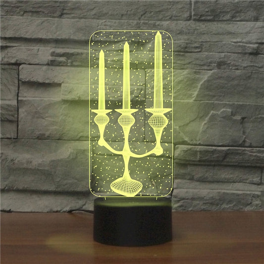 مصباح ليلي LED ثلاثي الأبعاد إبداعي بقاعدة سوداء، يعمل بمنفذ USB والبطارية، يعمل بمنفذ USB والبطارية
