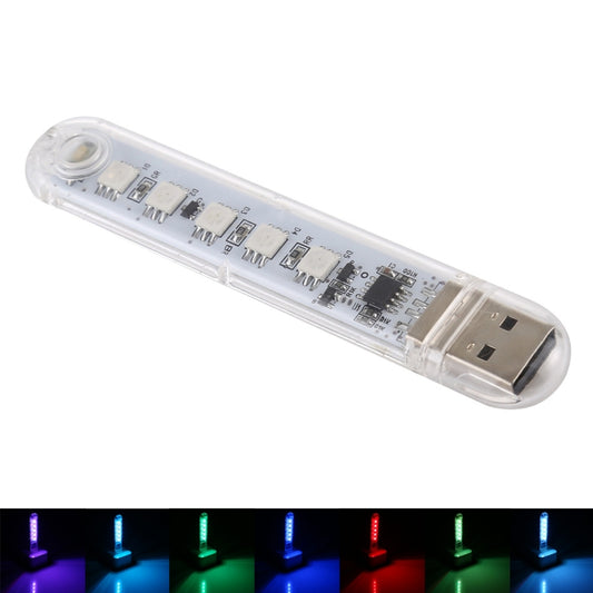 ضوء ليلي صغير محمول بمنفذ USB و5 مصابيح LED ملونة 5 فولت مع مفتاح