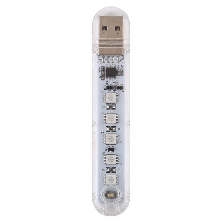 ضوء ليلي صغير محمول بمنفذ USB و5 مصابيح LED ملونة 5 فولت مع مفتاح
